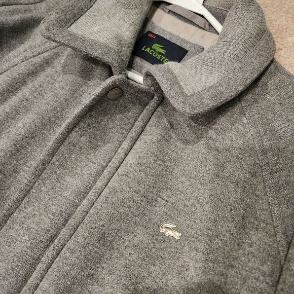 Men's Lacoste Grey Wool Coat Size 50- Excellent condition! - Picture 3 of 9